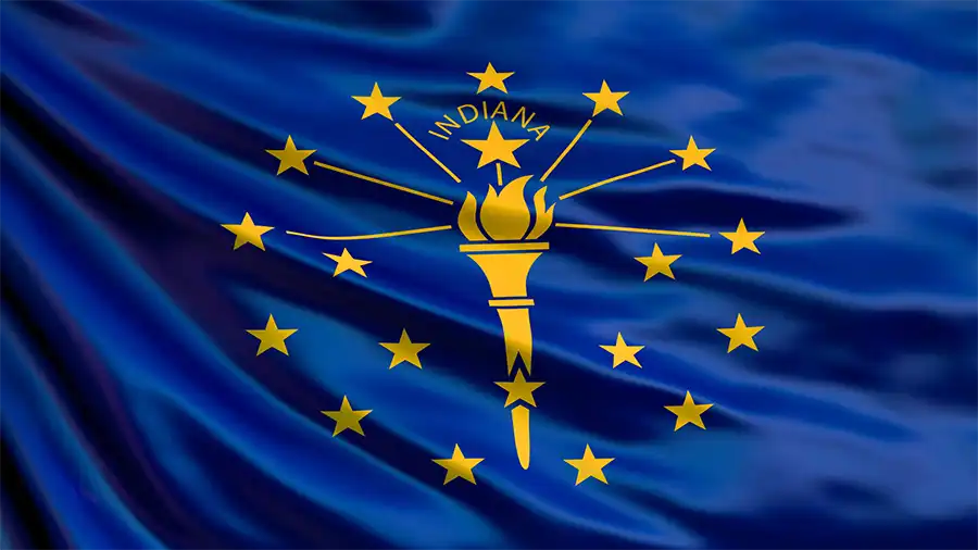 Indiana,State,Flag.,Waving,Flag,Of,Indiana,State,,United,States